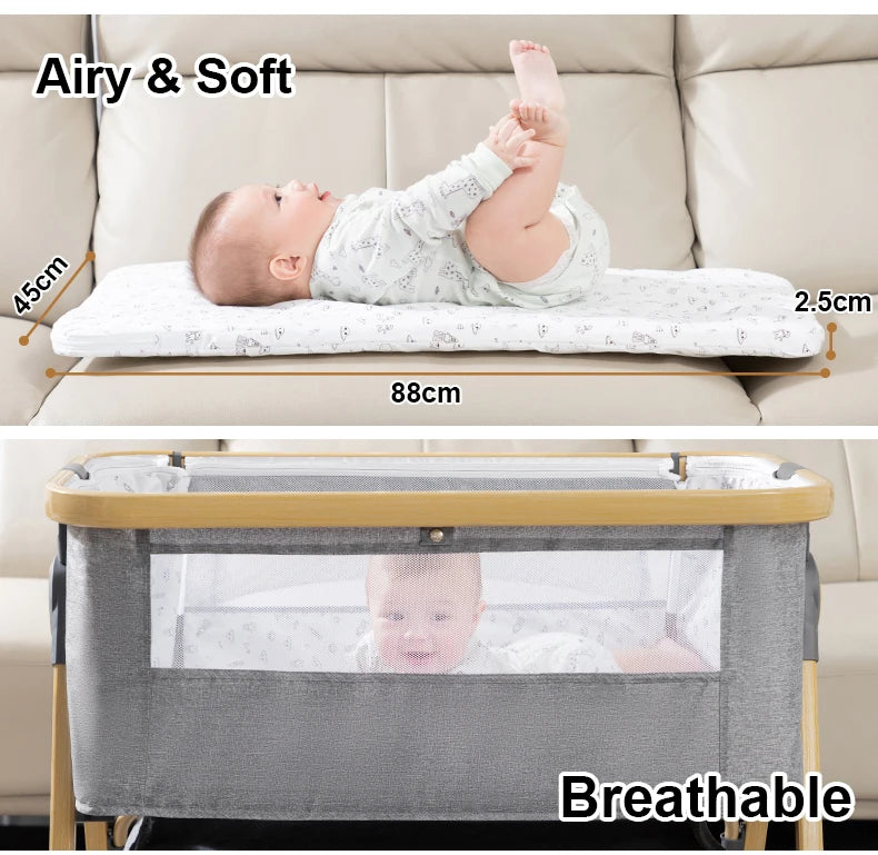 Lit bébé multifonction pliable hauteur ajustable - berceau balancelle lit dormeur portable