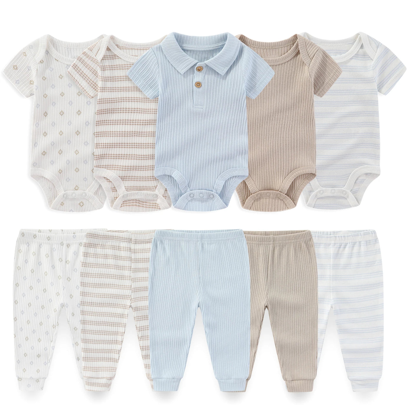 Coffret vêtements bébé 10 pièces Bouni — Body et pantalon toutes saisons
