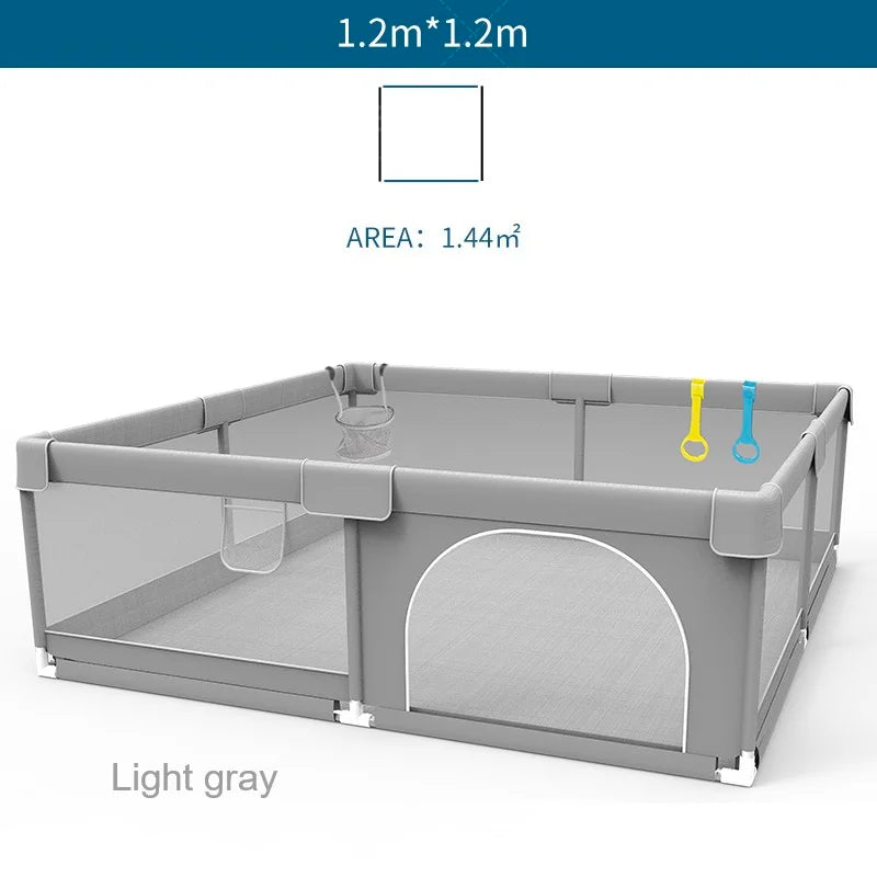 Parc bébé IMBABY gris clair - enclos bébé aire de jeux barrière sécurité enfant ball box