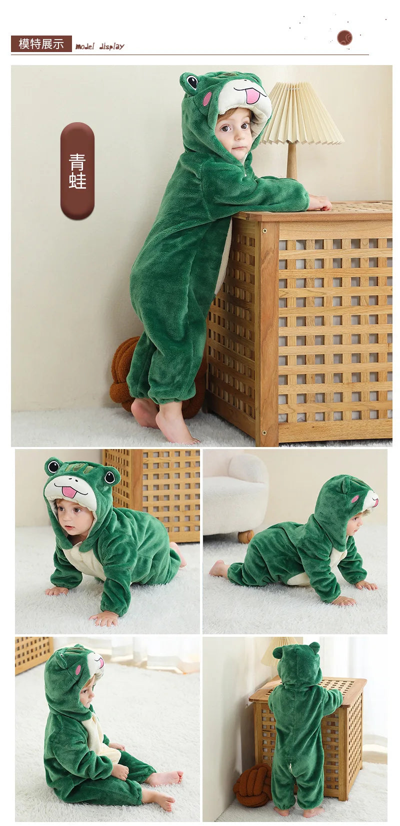 Combinaison pyjama bébé flanelle cartoon - grenouillère licorne/lapin/dinosaure animal