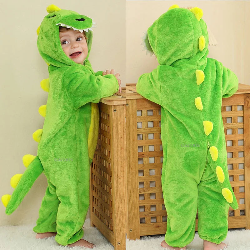Combinaison pyjama bébé flanelle cartoon - grenouillère licorne/lapin/dinosaure animal