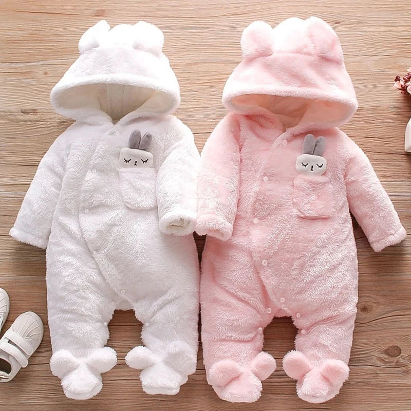 Combinaison bébé automne-hiver peluche chaud - grenouillère cartoon chien/lapin 0-2 ans