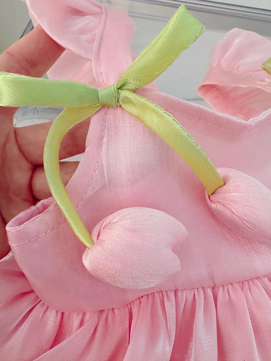 Robe d'anniversaire bébé fille fleur rose - robe gâteau élégante fête 0-2 ans