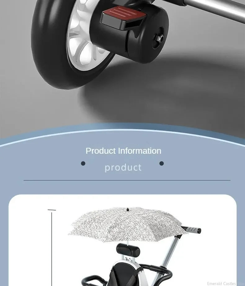 Poussette jumelle légère haute vue avec parasol pliable 4 roues