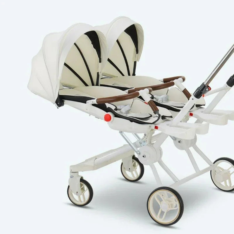 Poussette double légère pliable multifonctionnelle pour jumeaux