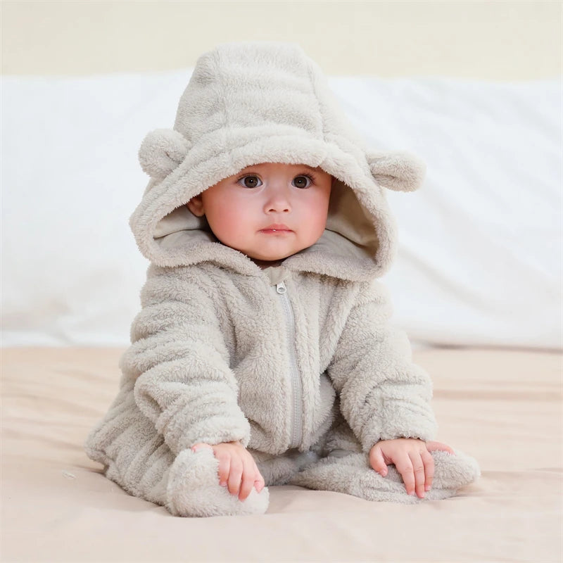 Grenouillère bébé flanelle douce chaude - combinaison imprimée cartoon automne-hiver 0-19 mois