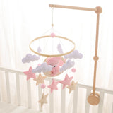 Mobile lit bébé bois feutrine ours cartoon - carillon musical avec support berceau