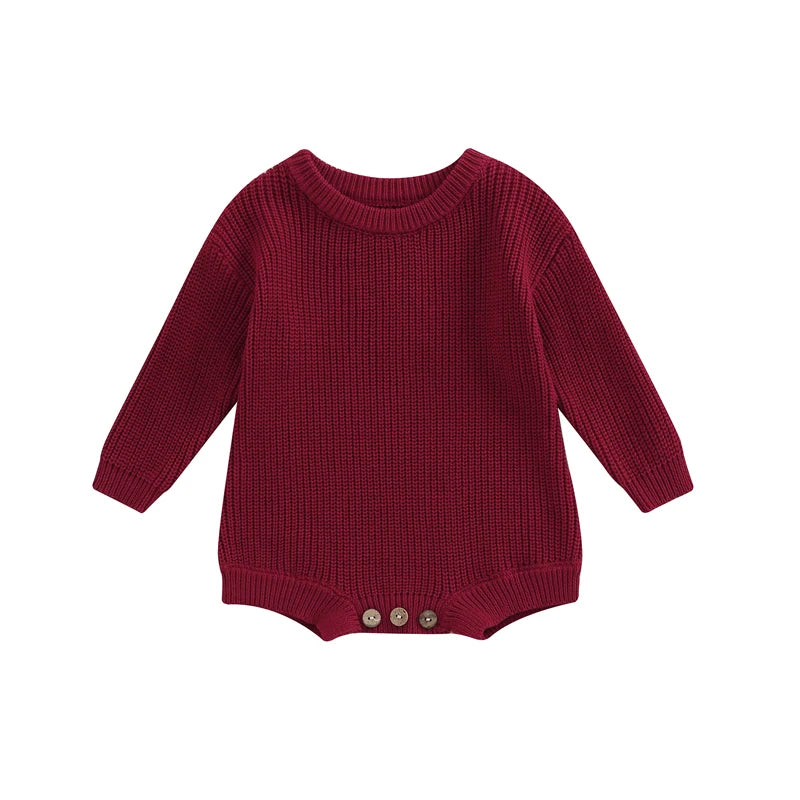 Combinaison tricot nouveau-né printemps-automne - grenouillère pull casual garçon fille 0-2 ans