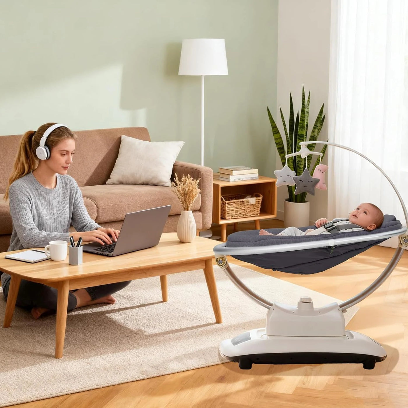 Balancelle bébé électrique 5D Mybooni — télécommande et musique