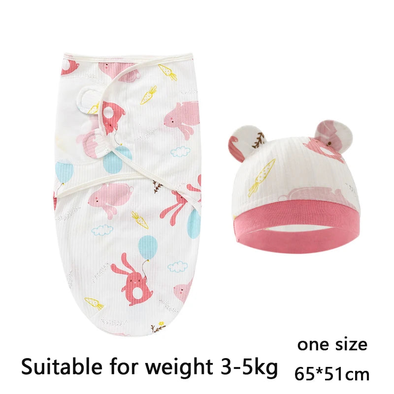 Ensemble couverture et bonnet pour nouveau-né en coton 0-6 mois