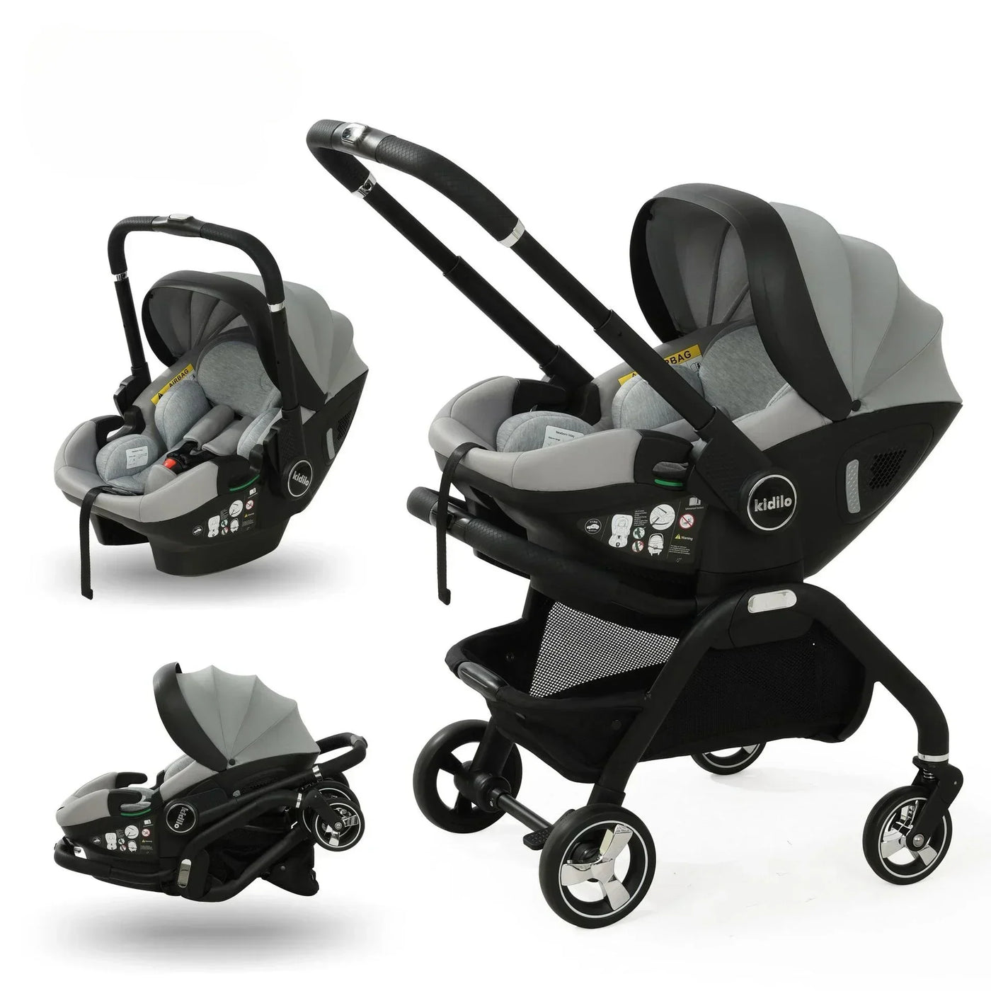 Poussette 4-en-1 Bouni coloris Gris — vue complète