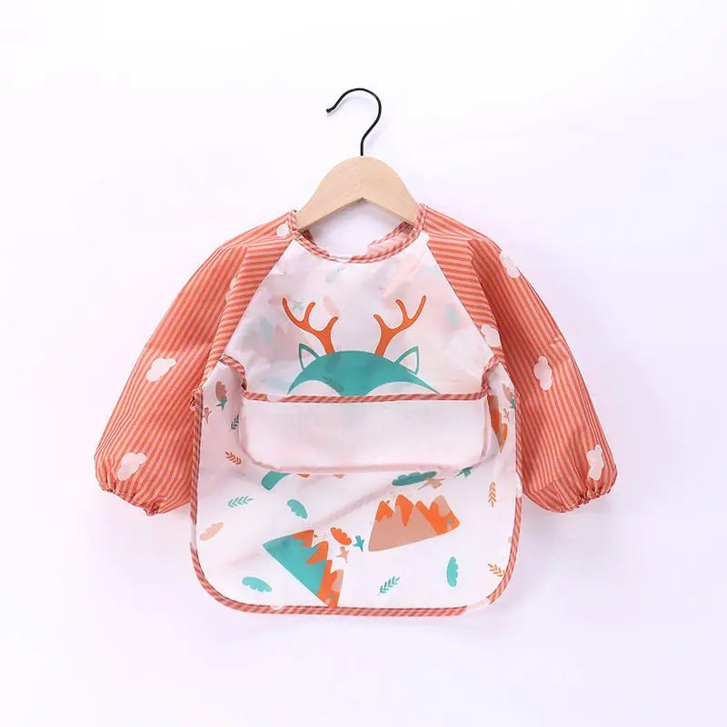 Bavoir tablier imperméable bébé manches longues - smock alimentation enfant plastron bavette vêtement