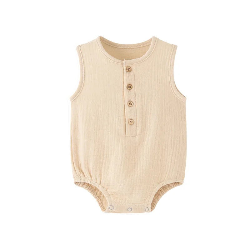 Body été sans manches coton lin Mybooni — Nouveau-né garçon fille