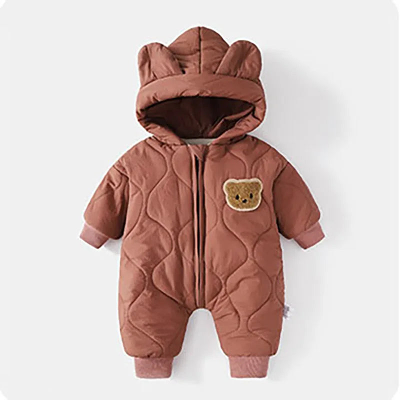 Combinaison hiver bébé fourrure intérieure - grenouillère ourson chaud 0-12 mois