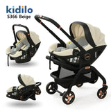 Poussette 3-en-1 portable Bouni — Nacelle nouveau-né siège auto certifié EU