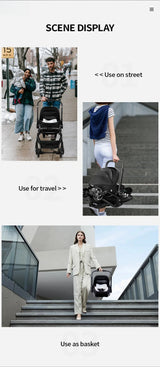 Poussette rose 4-en-1 avec nacelle siège auto de luxe pliable livraison EU