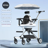 Poussette jumelle légère haute vue avec parasol pliable 4 roues