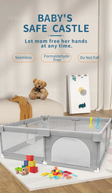 Parc bébé IMBABY gris clair - enclos bébé aire de jeux barrière sécurité enfant ball box