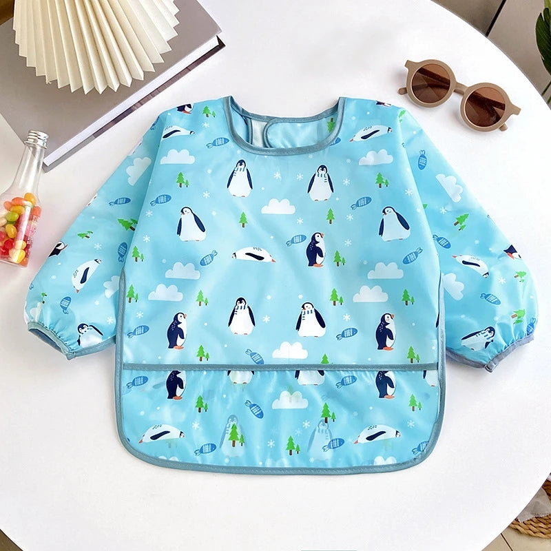 Bavoir tablier imperméable bébé manches longues - smock alimentation enfant plastron bavette vêtement