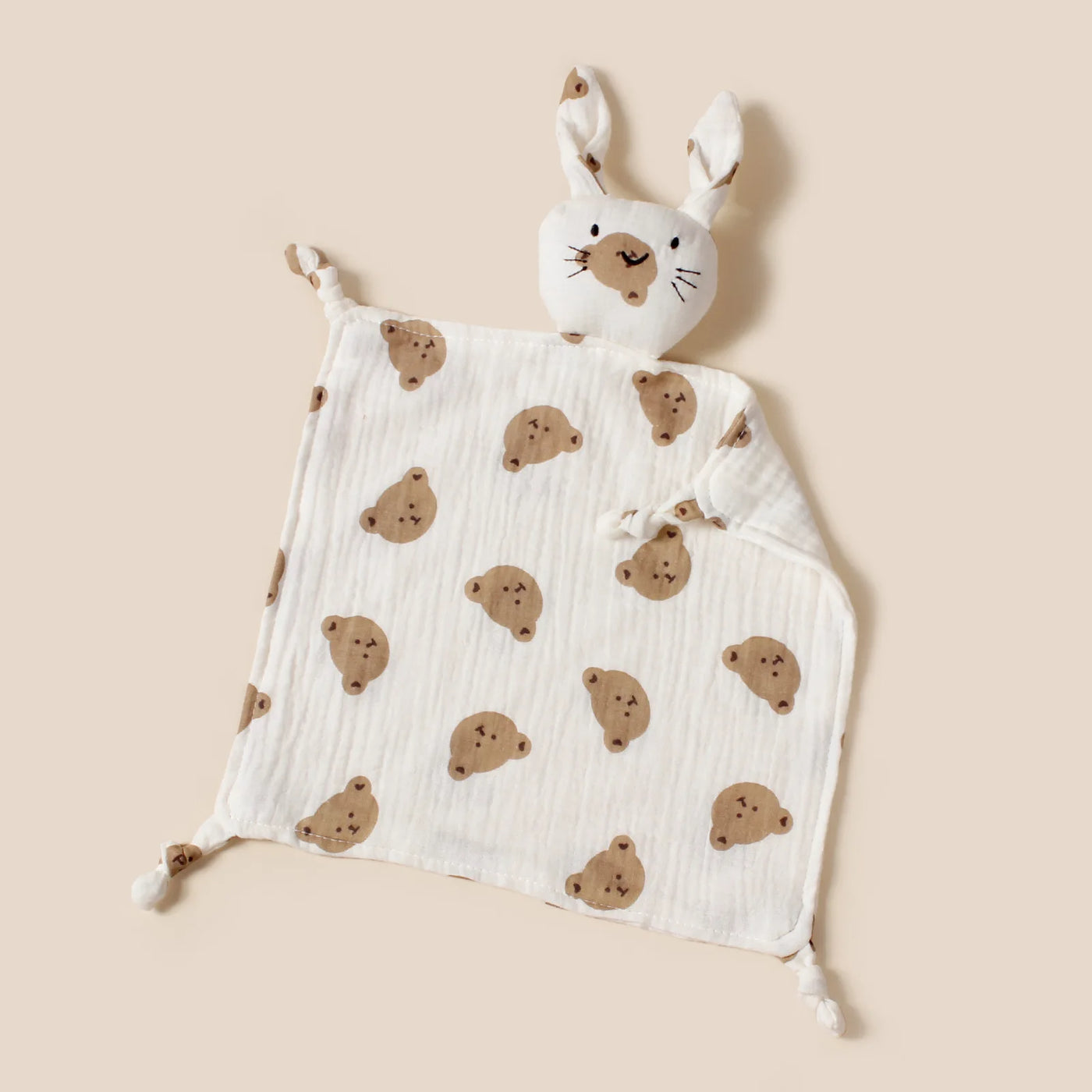 Doudou chat en mousseline coton pour nouveau-né