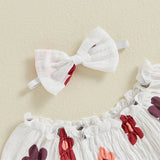 Ensemble bébé fille body fleuri Mybooni — Manches longues et bandeau nœud