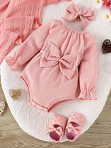 Body nœud manches longues + bavoir assorti bébé fille Mybooni — Lot 2 pièces
