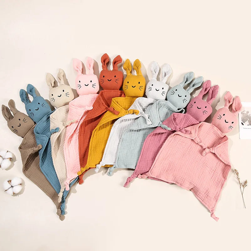 Doudou chat mignon bébé Bouni — Mousseline coton bavoir apaisement sommeil