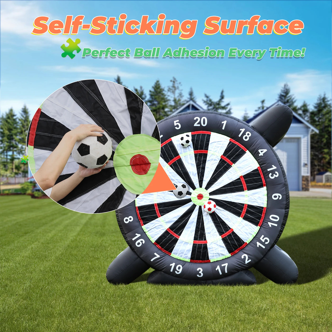 3m/10ft Tall Giant Inflatable Soccer Ball Darts en situation d'utilisation