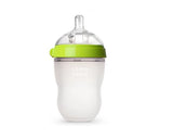 Lot 2 biberons bébé sans BPA Mybooni — Silicone 150 ml et 240 ml vert/rose