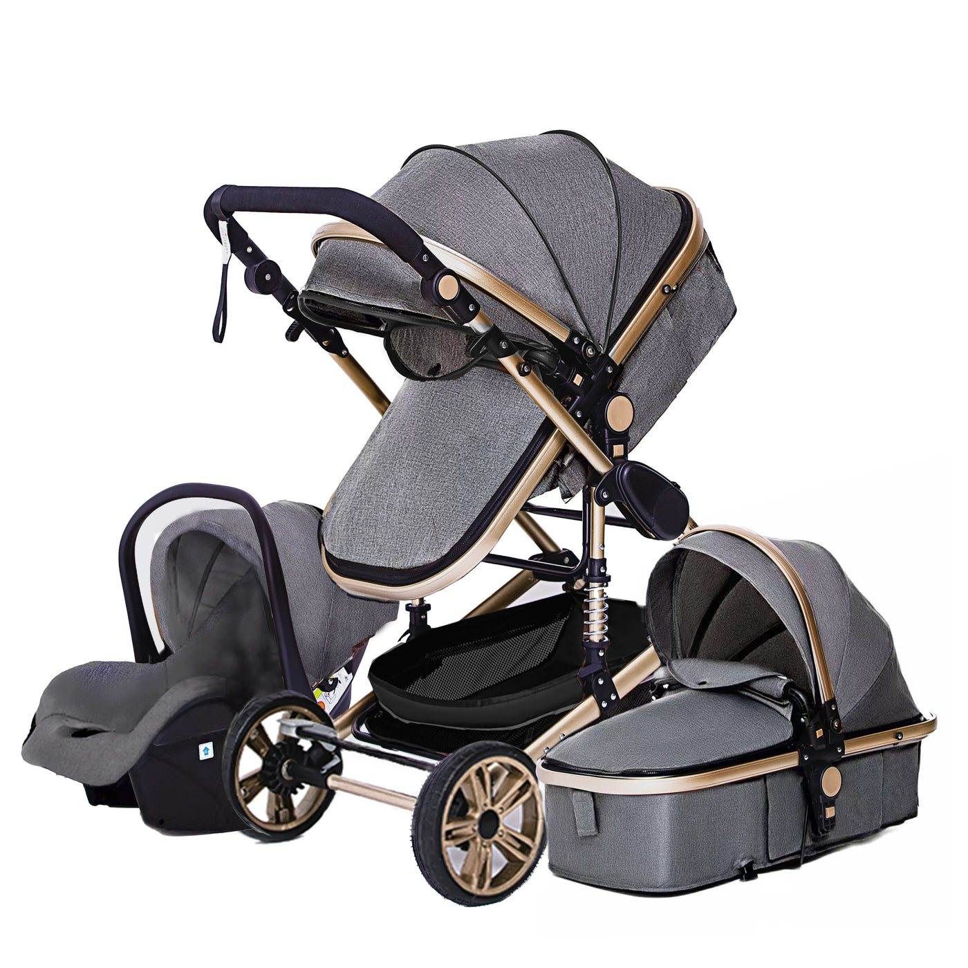Poussette 3-en-1 pliante multifonctionnelle avec siège de sécurité livraison EU
