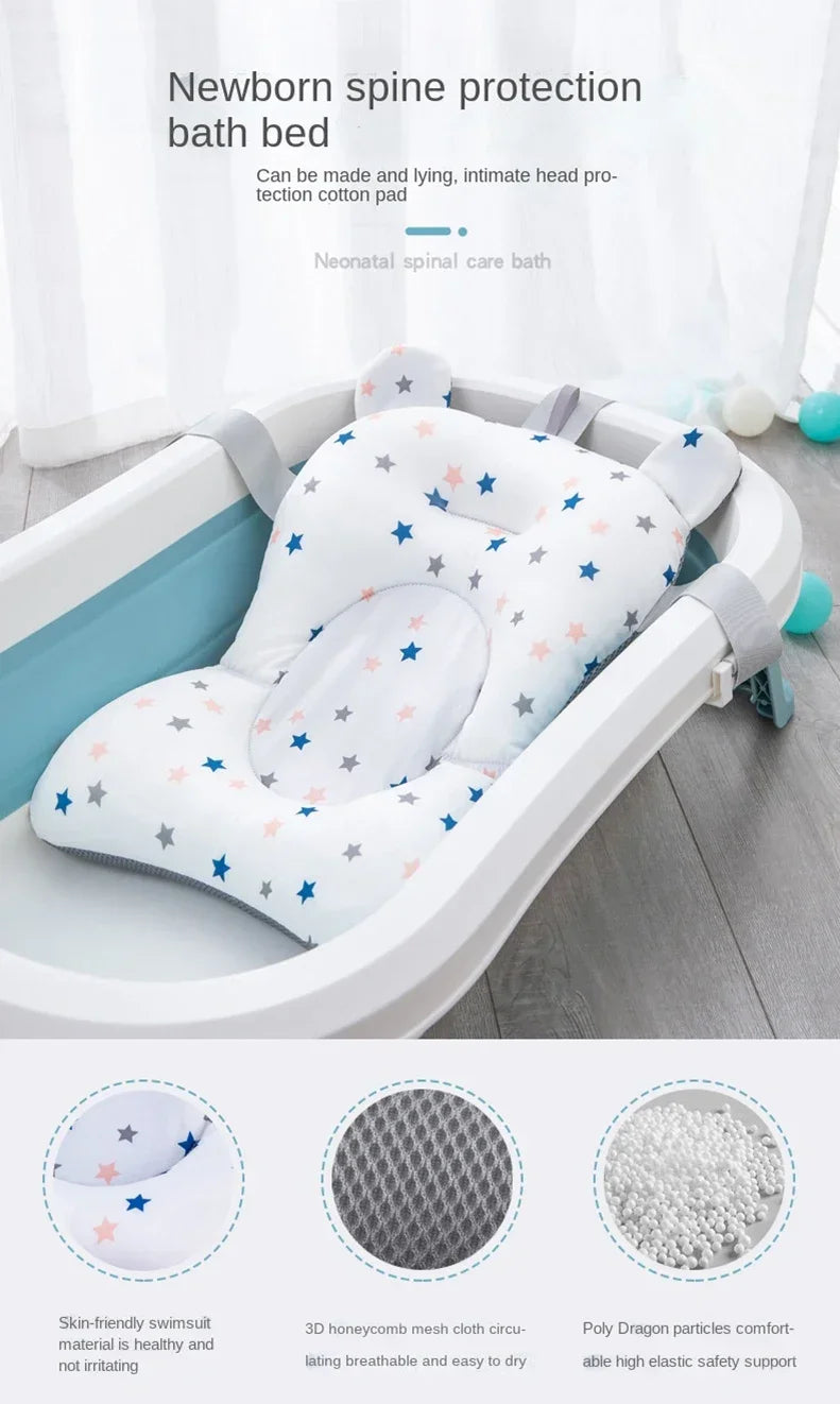 Oreiller baignoire nouveau-né antidérapant - coussin soutien corps bébé siège bain pliable tapis