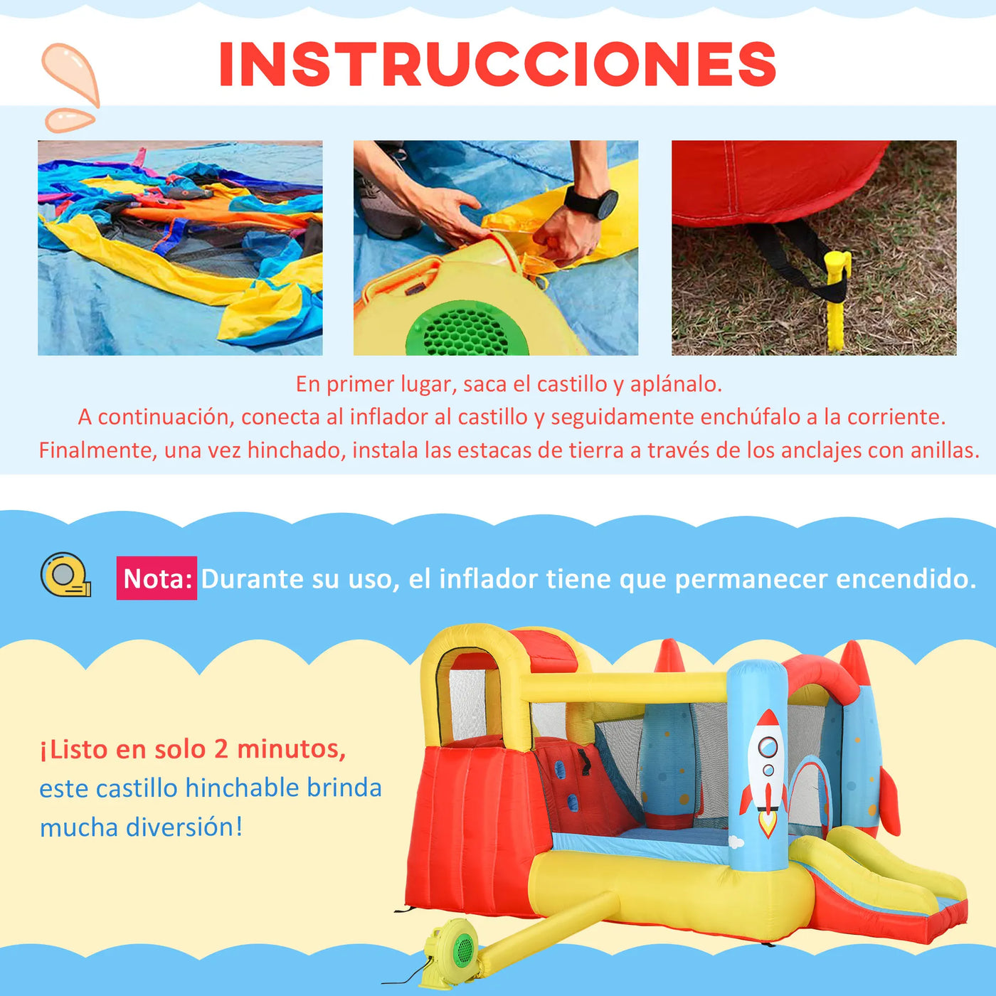 Outsunny Inflatable Castle with 2 Slides Pool J — vue complémentaire 2