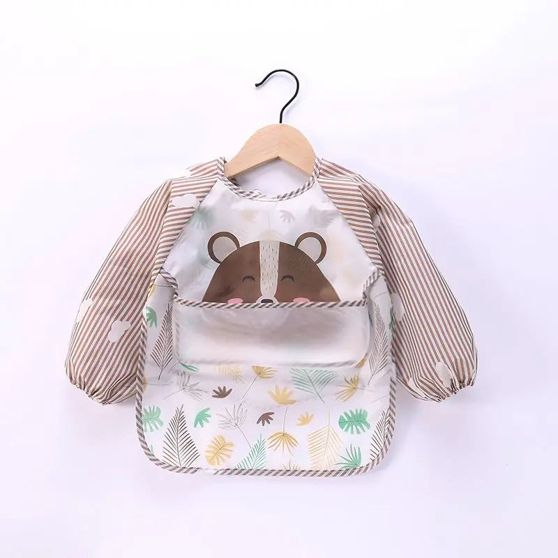 Bavoir tablier imperméable bébé manches longues - smock alimentation enfant plastron bavette vêtement