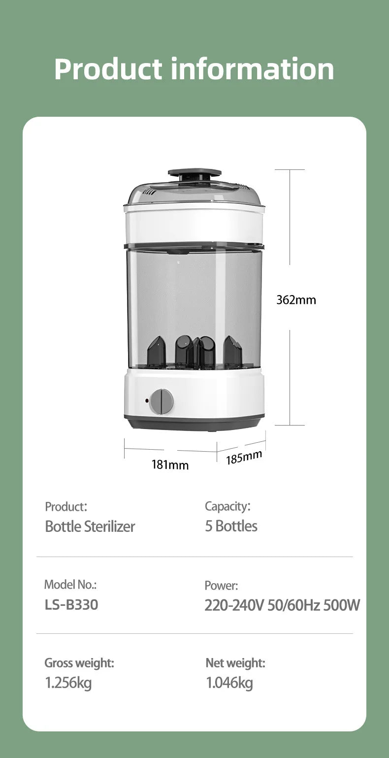 Stérilisateur vapeur électrique biberon multifonction - chauffe-lait bébé avec minuterie