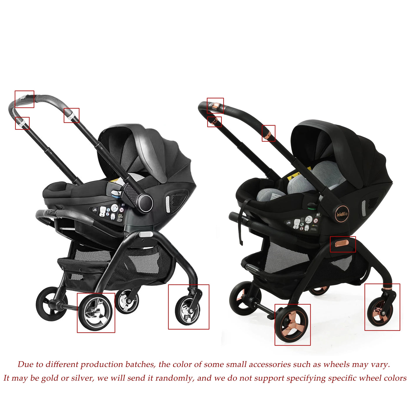 Poussette 3-en-1 portable nacelle bébé siège auto de luxe pliable