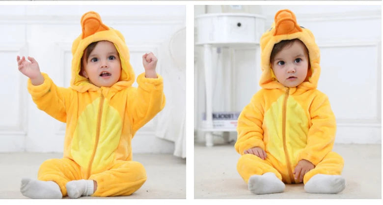 Combinaison pyjama bébé flanelle cartoon - grenouillère licorne/lapin/dinosaure animal
