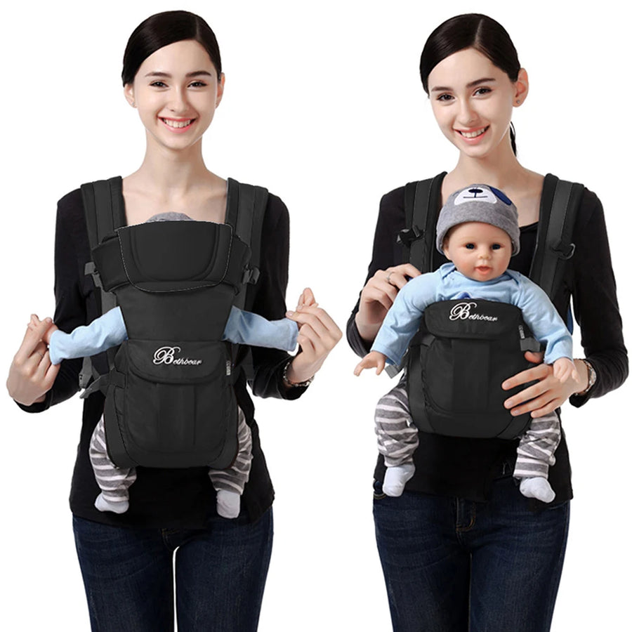 Porte-bébé ergonomique Noir en situation d'utilisation