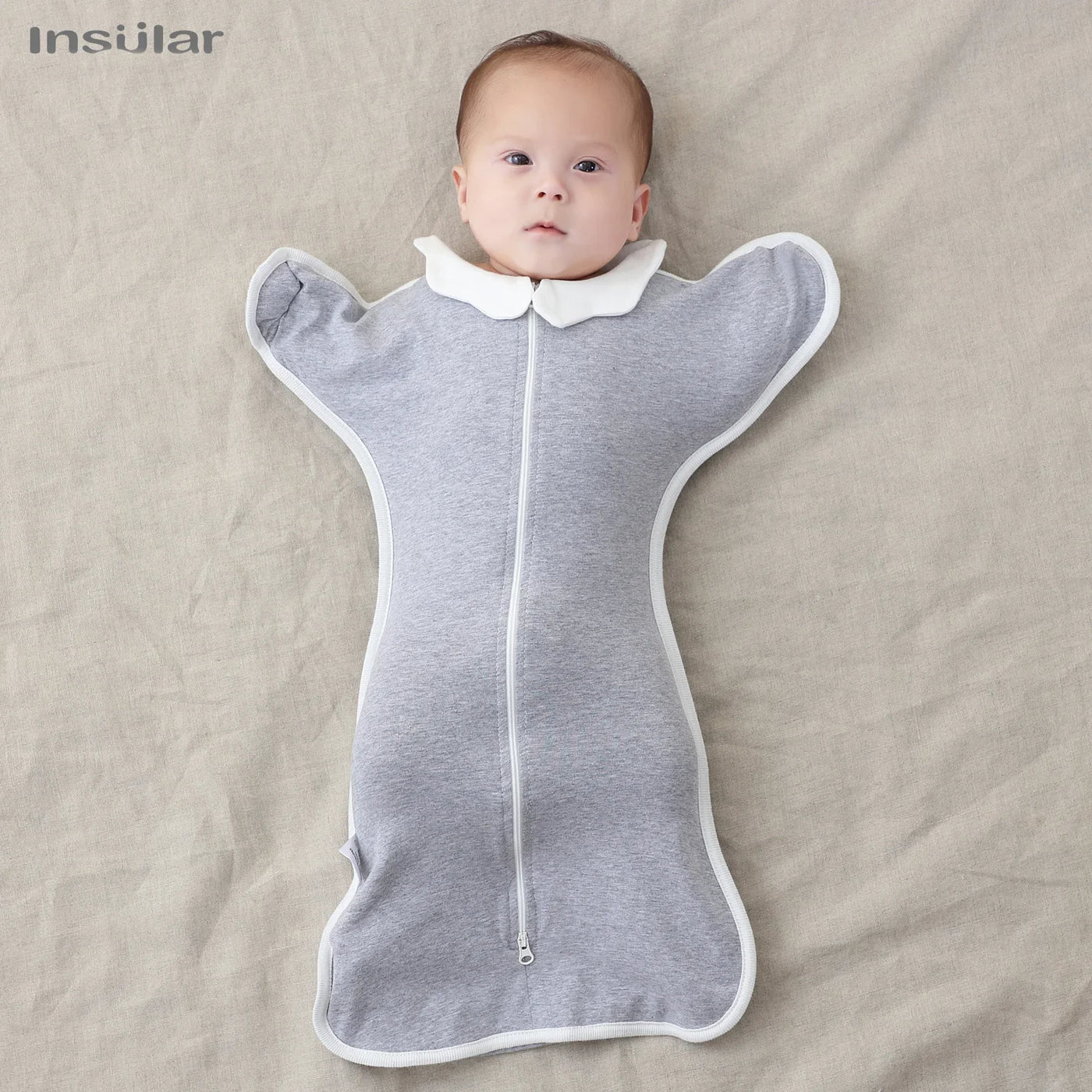 Gigoteuse anti-sursaut bébé Mybooni — Turbulette emmaillotage coton mains relevées