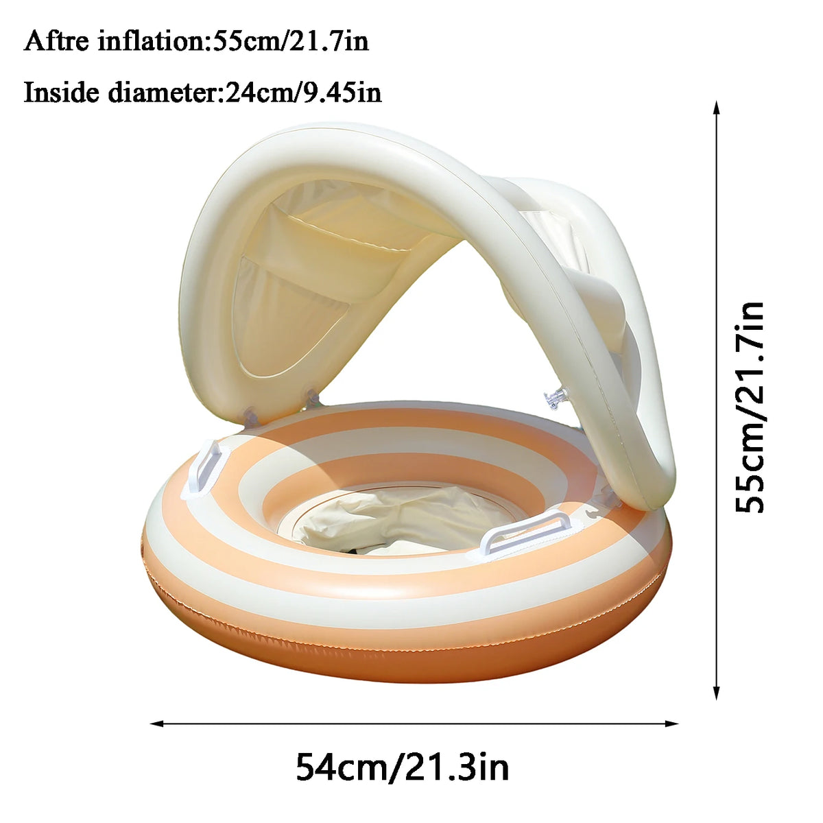 Dimensions de la bouée siège à rayures : 55 × 54 cm | Mybooni