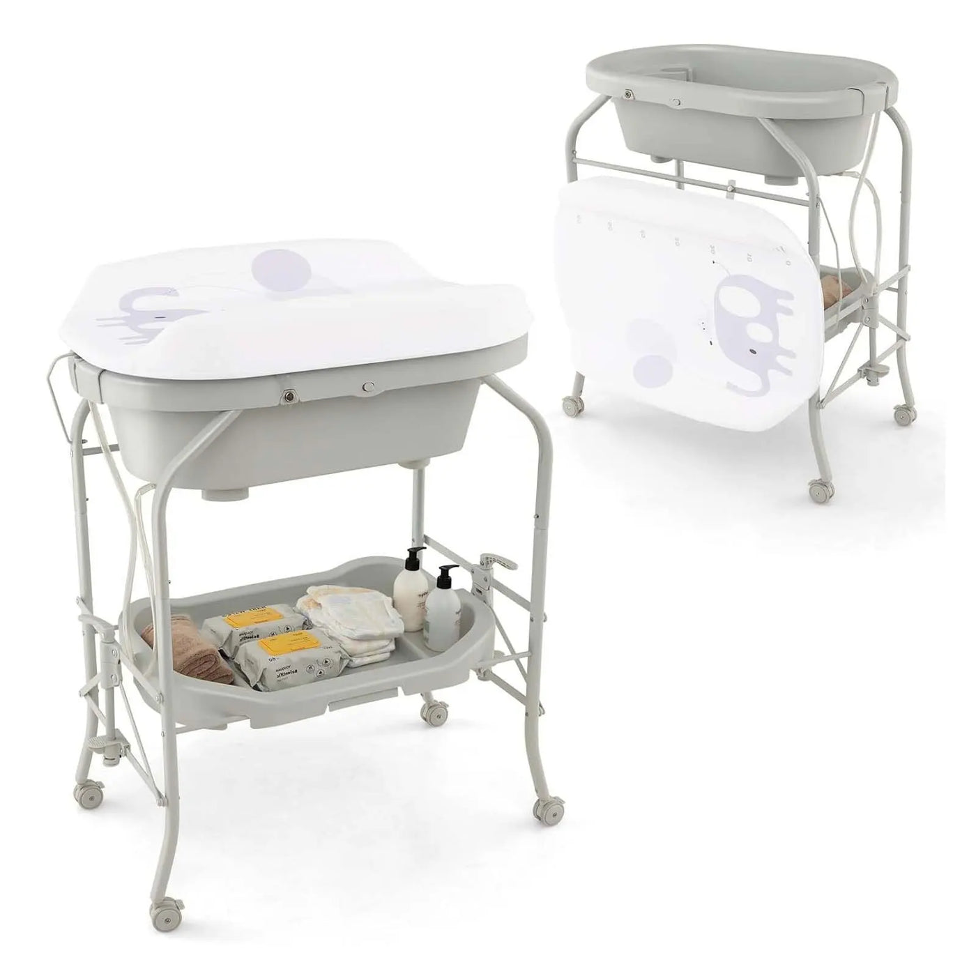 Table à langer 4-en-1 Mybooni — Baignoire + Rangements + Évolutif