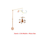 Mobile lit bébé bois feutrine ours cartoon - carillon musical avec support berceau