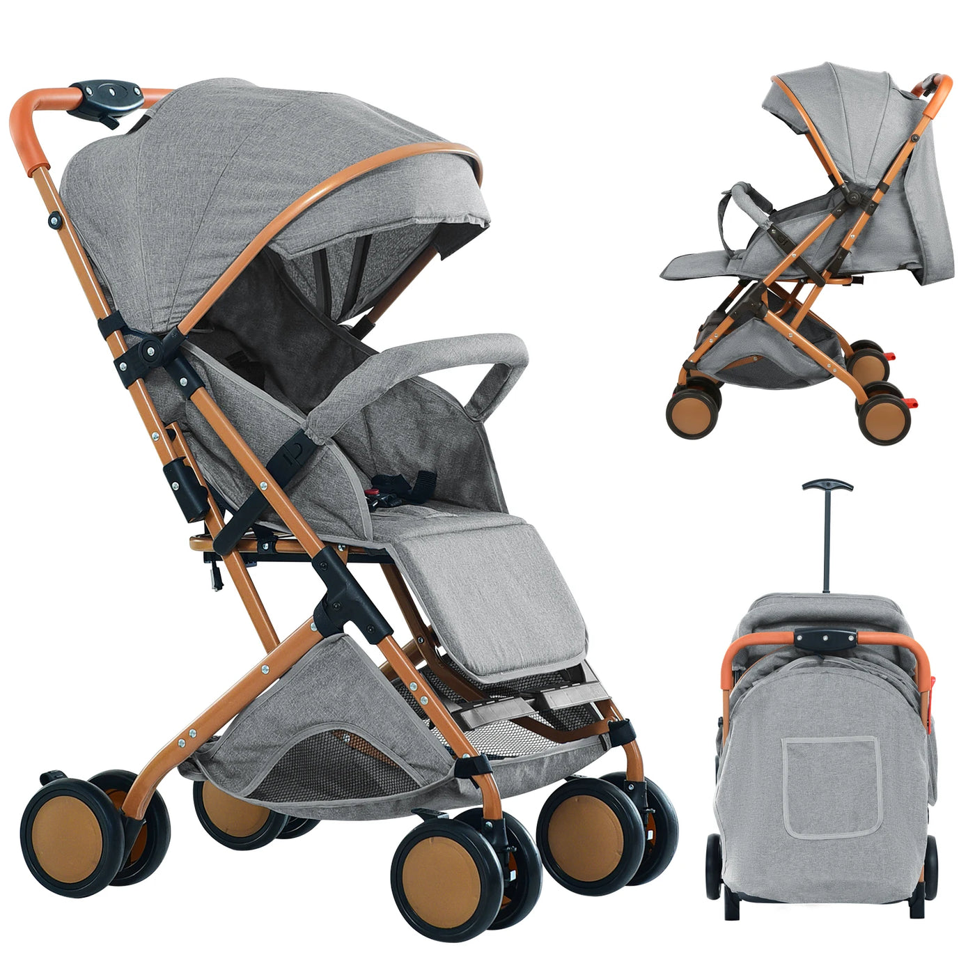 Poussette avec moustiquaire jusqu'à 20 kg panier rangement 4 roues pliable