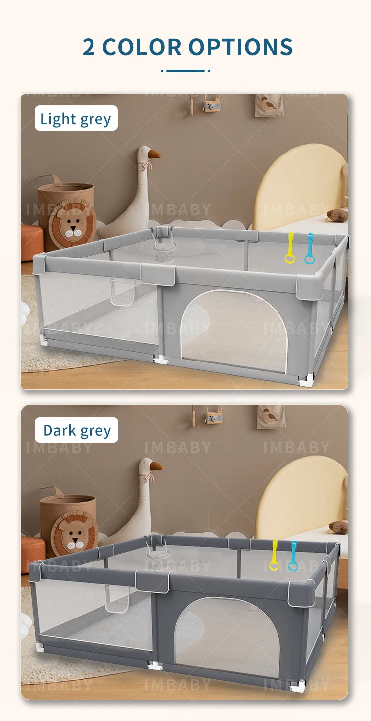 Parc bébé IMBABY gris clair - enclos bébé aire de jeux barrière sécurité enfant ball box