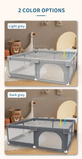 Parc bébé IMBABY gris clair - enclos bébé aire de jeux barrière sécurité enfant ball box