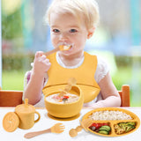 Set vaisselle bébé silicone sans BPA Mybooni — Bol ventouse assiette tasse couverts