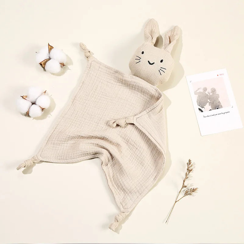 Doudou chat mignon bébé Mybooni — Mousseline coton bavoir apaisement sommeil