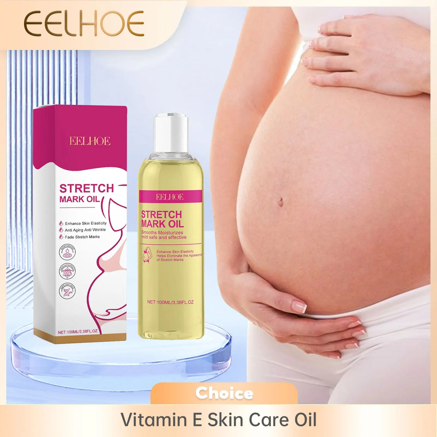 EELHOE Vitamin E Skin Care Oil Remove Pregnancy 100ml en situation d'utilisation
