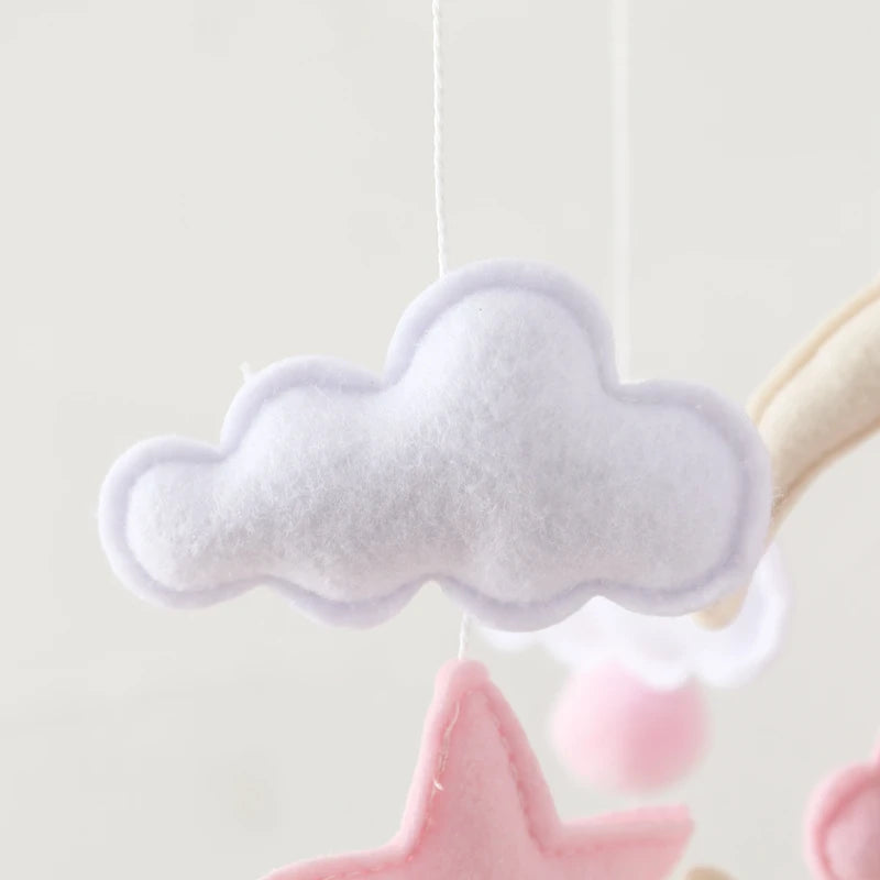 Mobile lit bébé bois feutrine ours cartoon - carillon musical avec support berceau