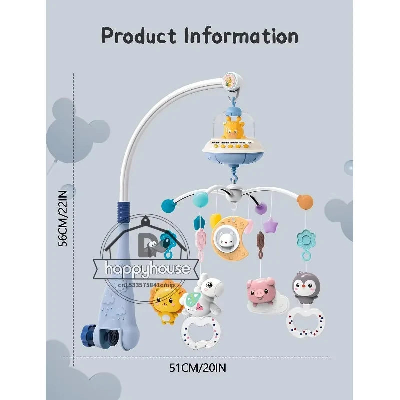 Mobile musical lumineux et projecteur pour lit bébé - télécommande jouet nouveau-né