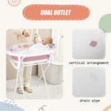 Baignoire bébé 0-18 mois pliable ergonomique - siège bain thermomètre avec support gris bleu rose